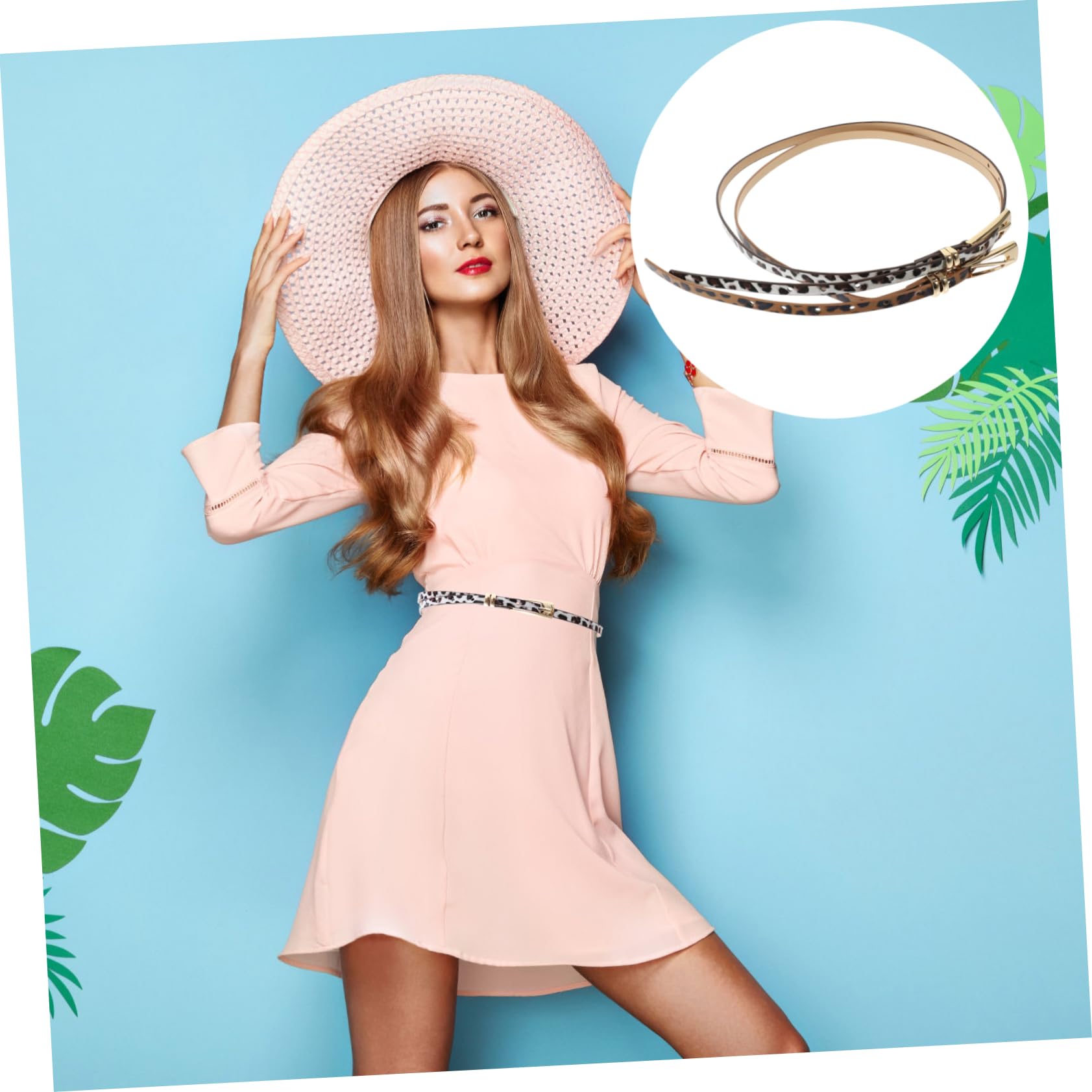 10piezas Cinturón De Mujer Ajustable De Imitación De Cuero Hebilla De Accesorio Chic Para Pantalones y Vestidos Diseño Práctico y Elegante Estampado De Leopardo