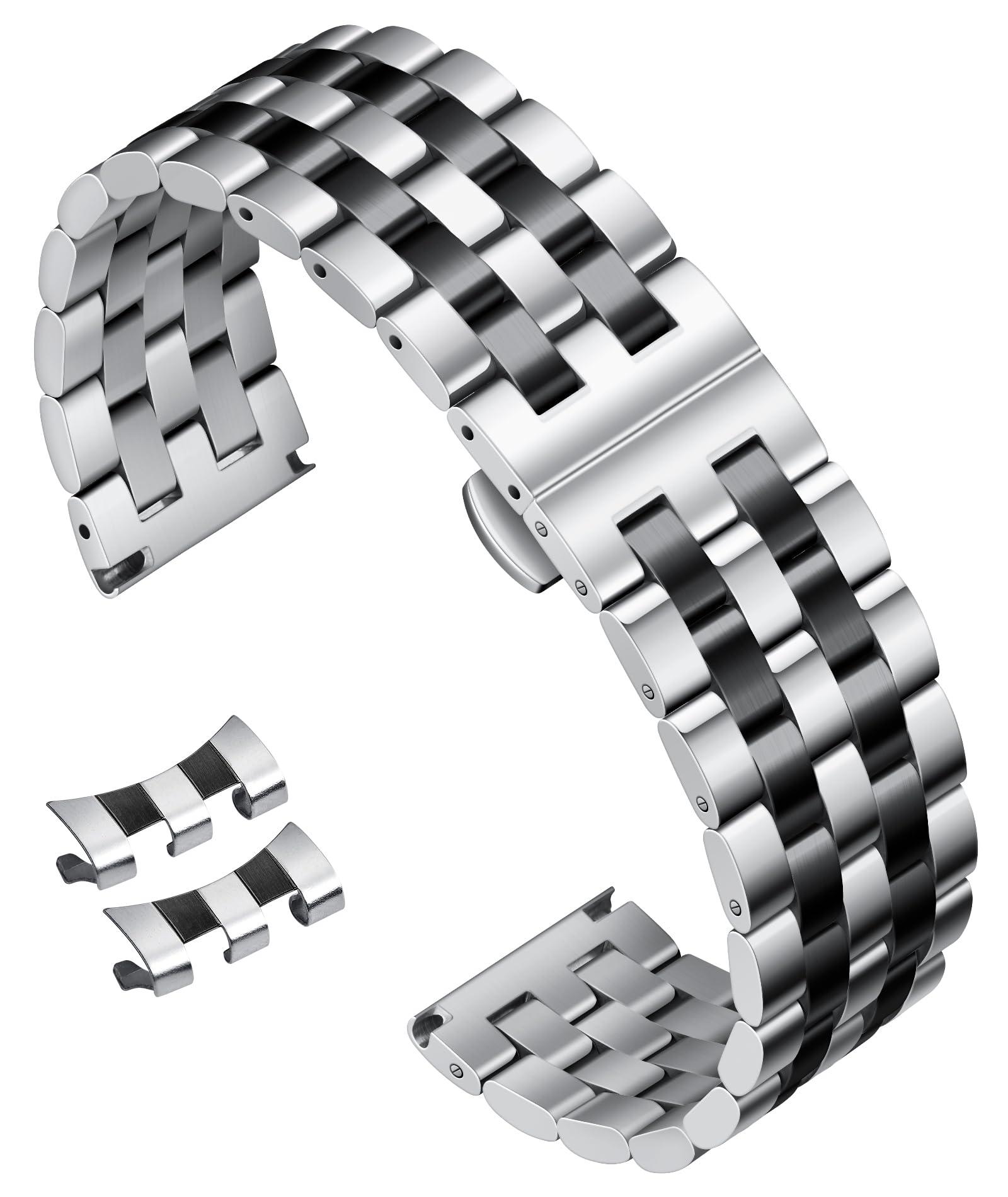 BINLUN Stainless Steel Watch Band Replacement Metal Watch Straps for Men and Women 18mm/19mm/20mm/21mm/22mm/24mm with Cu