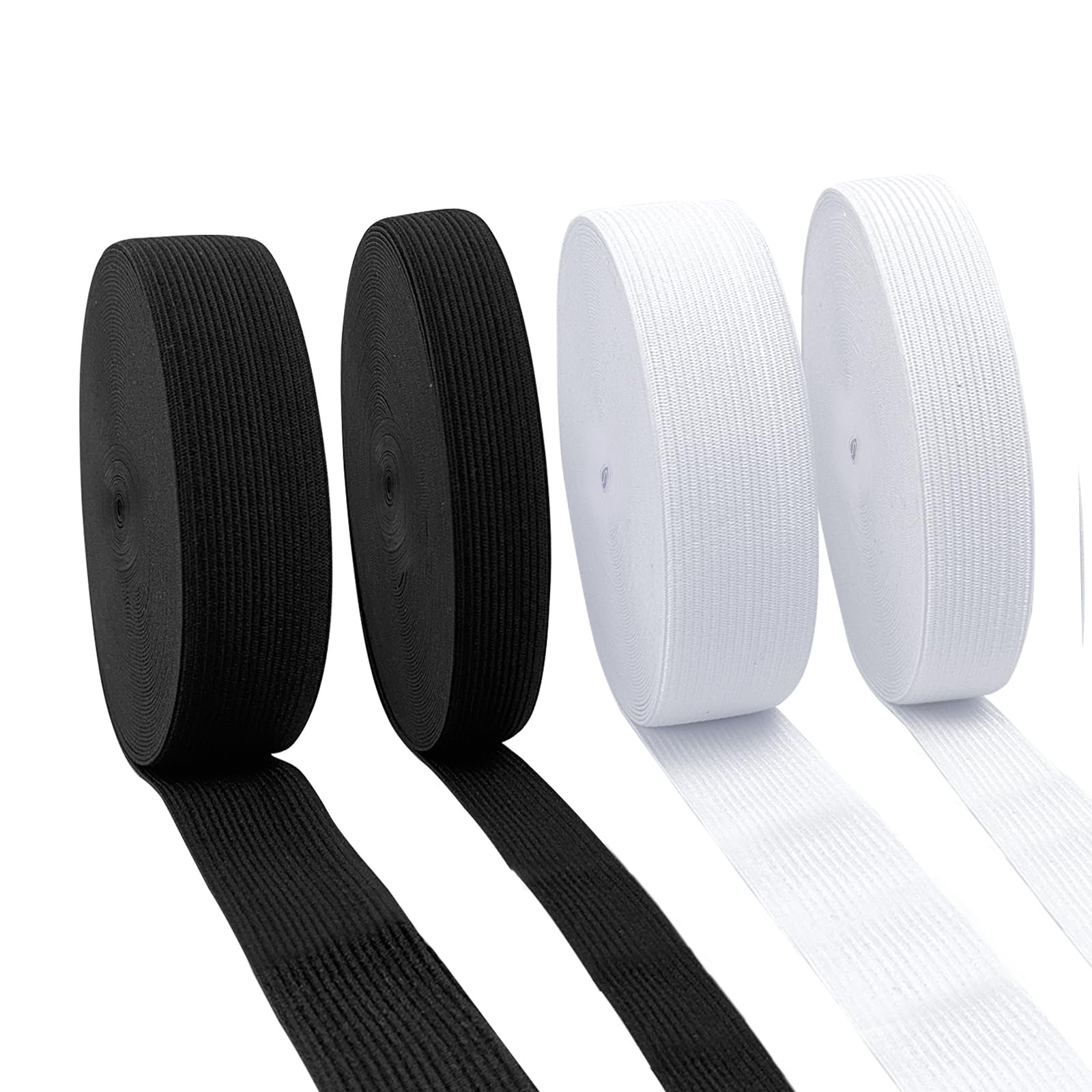 6 Rouleaux Bande Élastique Couture - 20/30/40mm, Noir Et Blanc, 5m Par Rouleau, Latex