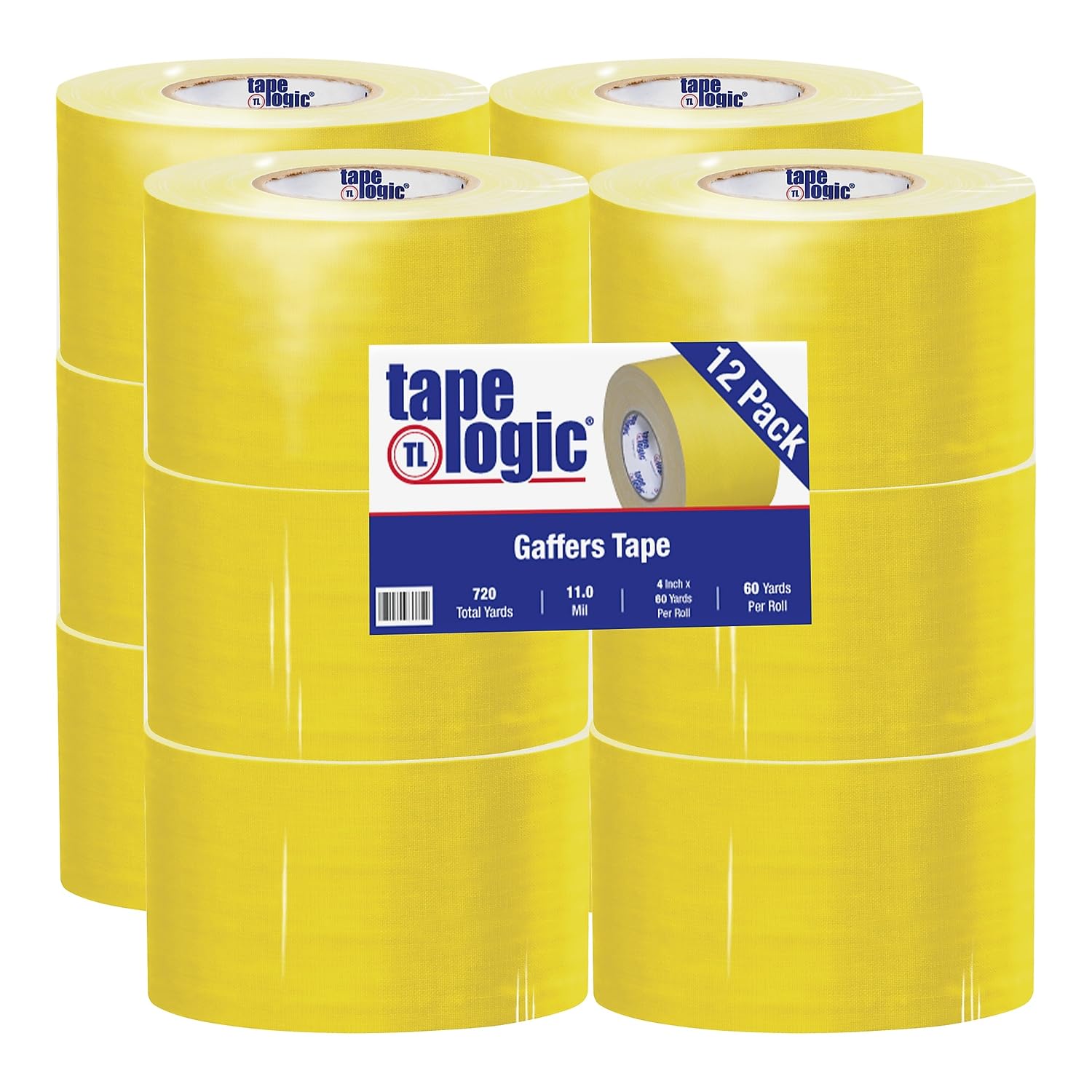 Tape Logic Gaffers Tape, 11 Mil, 4-inch x 60 yds., Yellow, 12/Case (T98918Y)