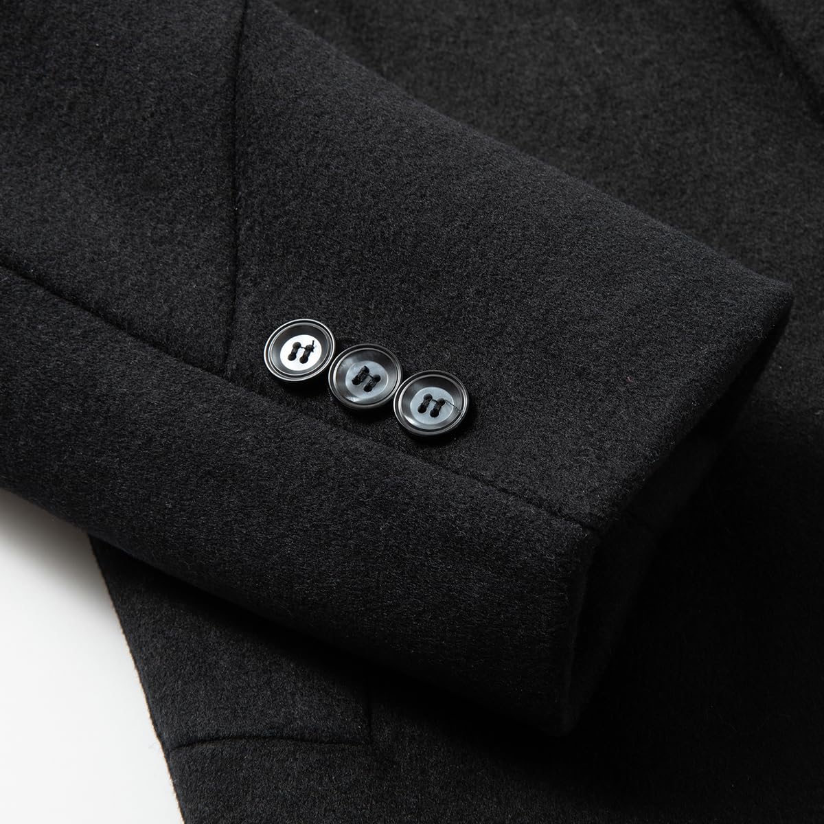 Sliktaa Cappotto di lana da uomo, spesso, lunghezza media, caldo, con protezione antivento rimovibile, colletto interno