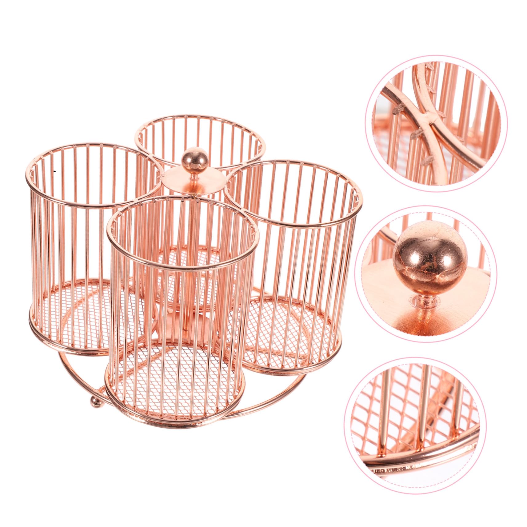 Portapenne Rotante in Metallo Rosa 360° Organizer Da Scrivania Multiuso Per Trucco, Cancelleria e Gioielli, Contenitore Portapennelli Ampia Capacità Per Ufficio e Casa