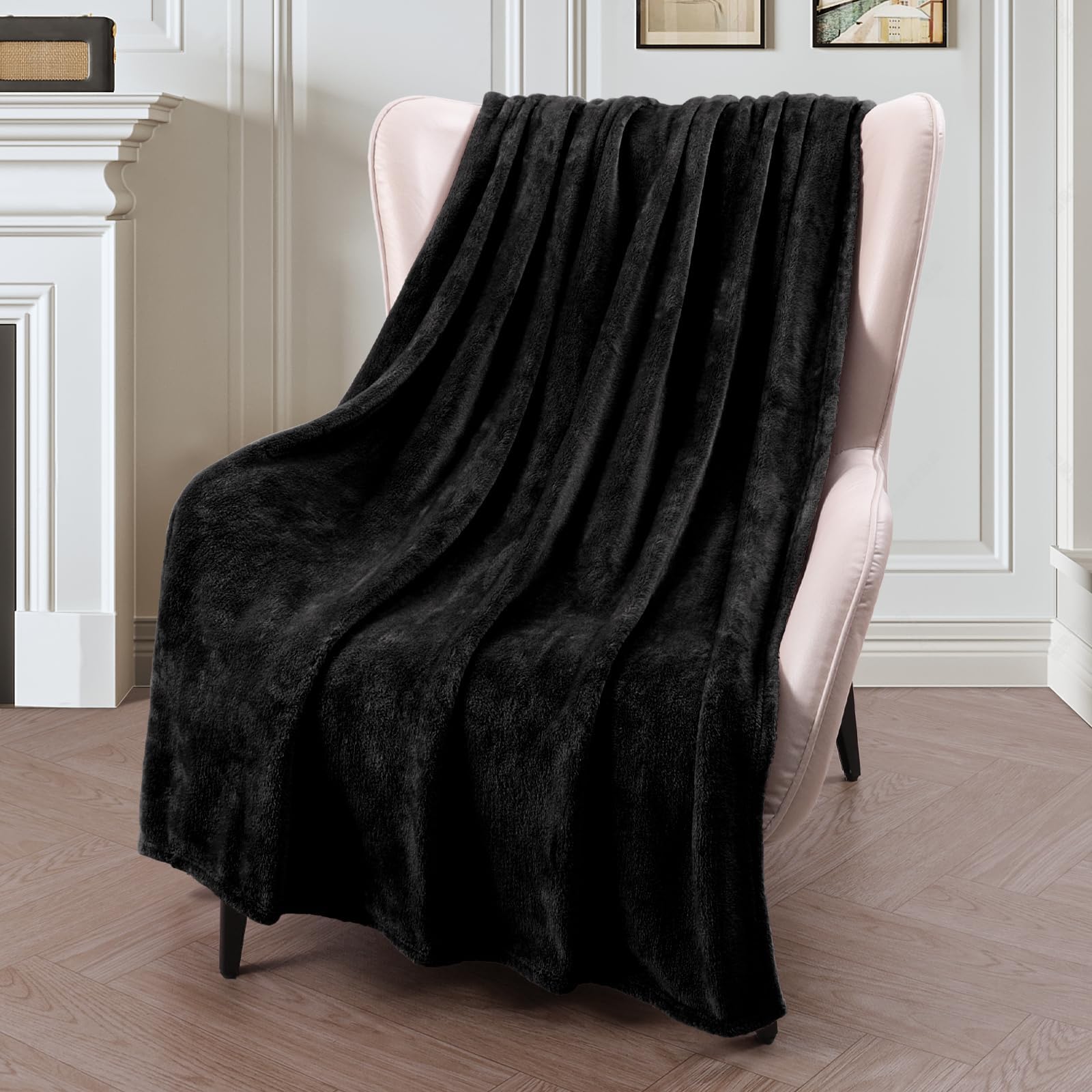 JIAHANNHA Black Throw Blanket Fleece Blanket Throw Size(50