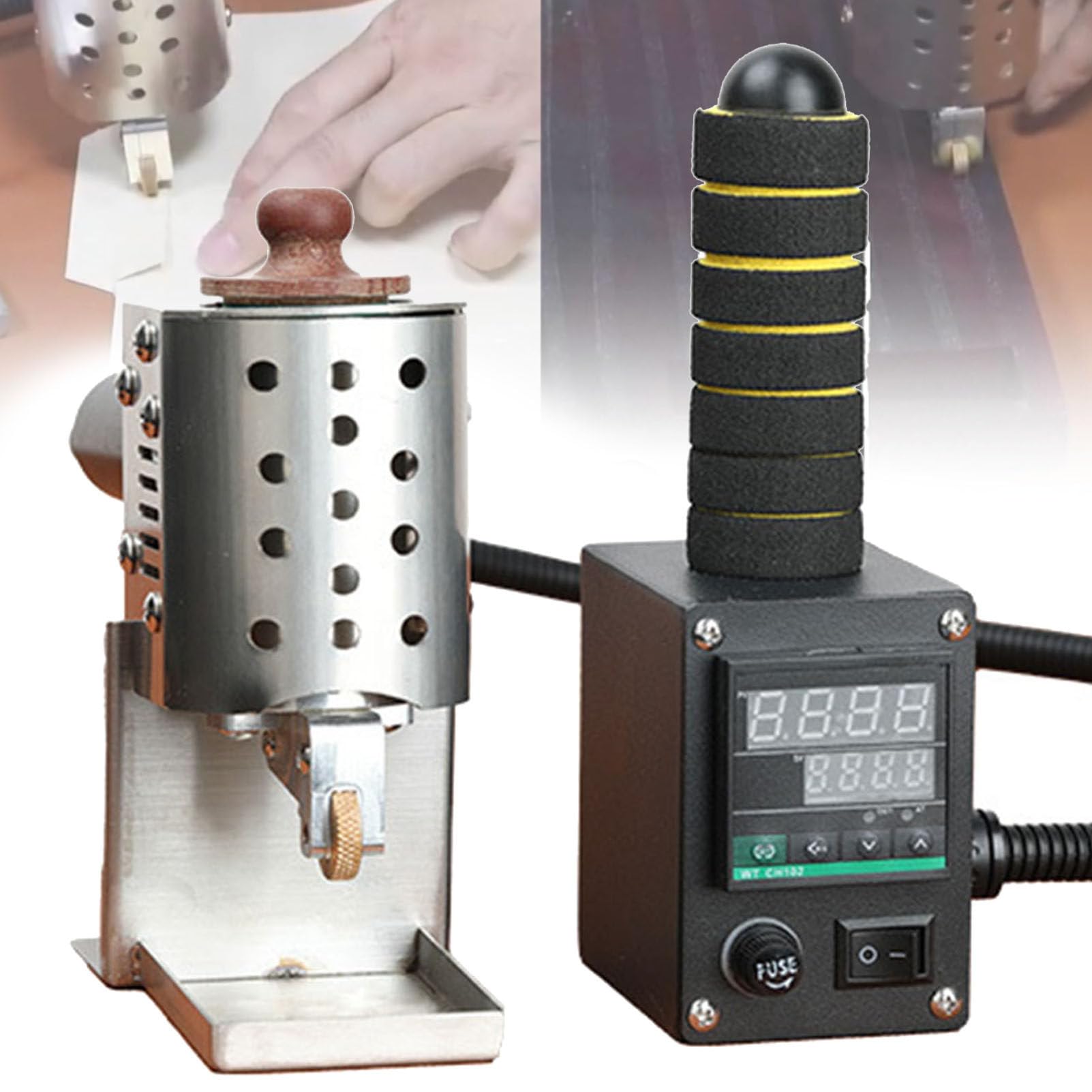Distributore di colla a caldo, macchina riscaldante portatile con display digitale, controllo della temperatura 50-220 ℃, ideale per pelle, cartone, album, artigianato fai da te, 50 ml/10 mm