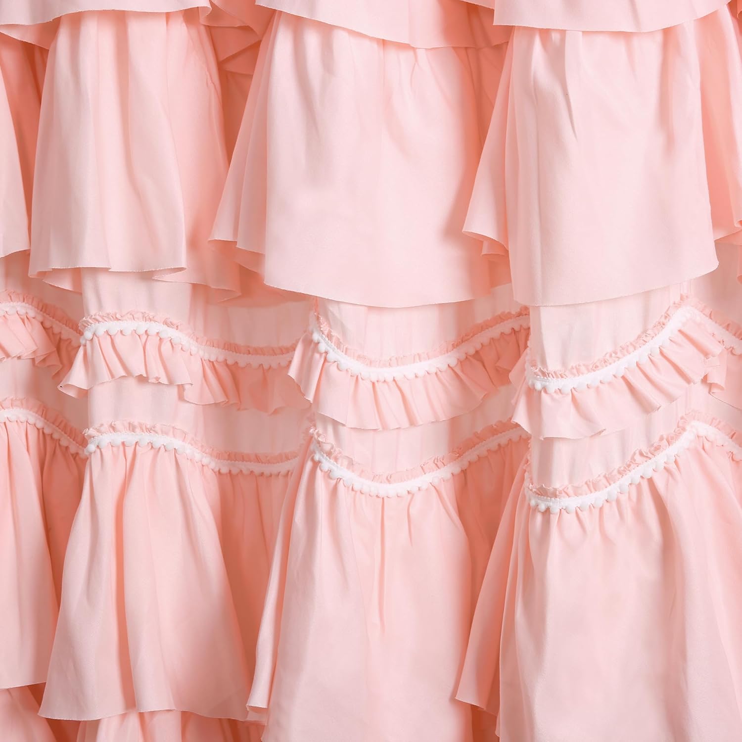 Lush Decor Kemmy Ruffled Shower Curtain, Single, 72" W x 72" L, Peachy Pink - Bathroom Curtain - Fabric Shower Curtains for Bathroom - Coquette Decor