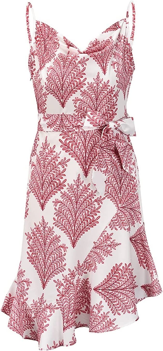 Verstellbarer Ersatz-Schultergurt, Handtaschenträger, Kleider for Damen, V-Ausschnitt, Blumen-Wickelkleid, ärmellos, Spaghettiträger, Sommer, lässiges Swing-Kleid, Sommerkleider (Farbe: Marineblau, Gr