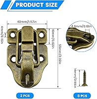 Vista 2 de SDTC Tech Paquete de 2 pestillos de palanca estilo bronce retro – Cerrojo de pico de pato de metal antiguo con agujero para candado para joyero