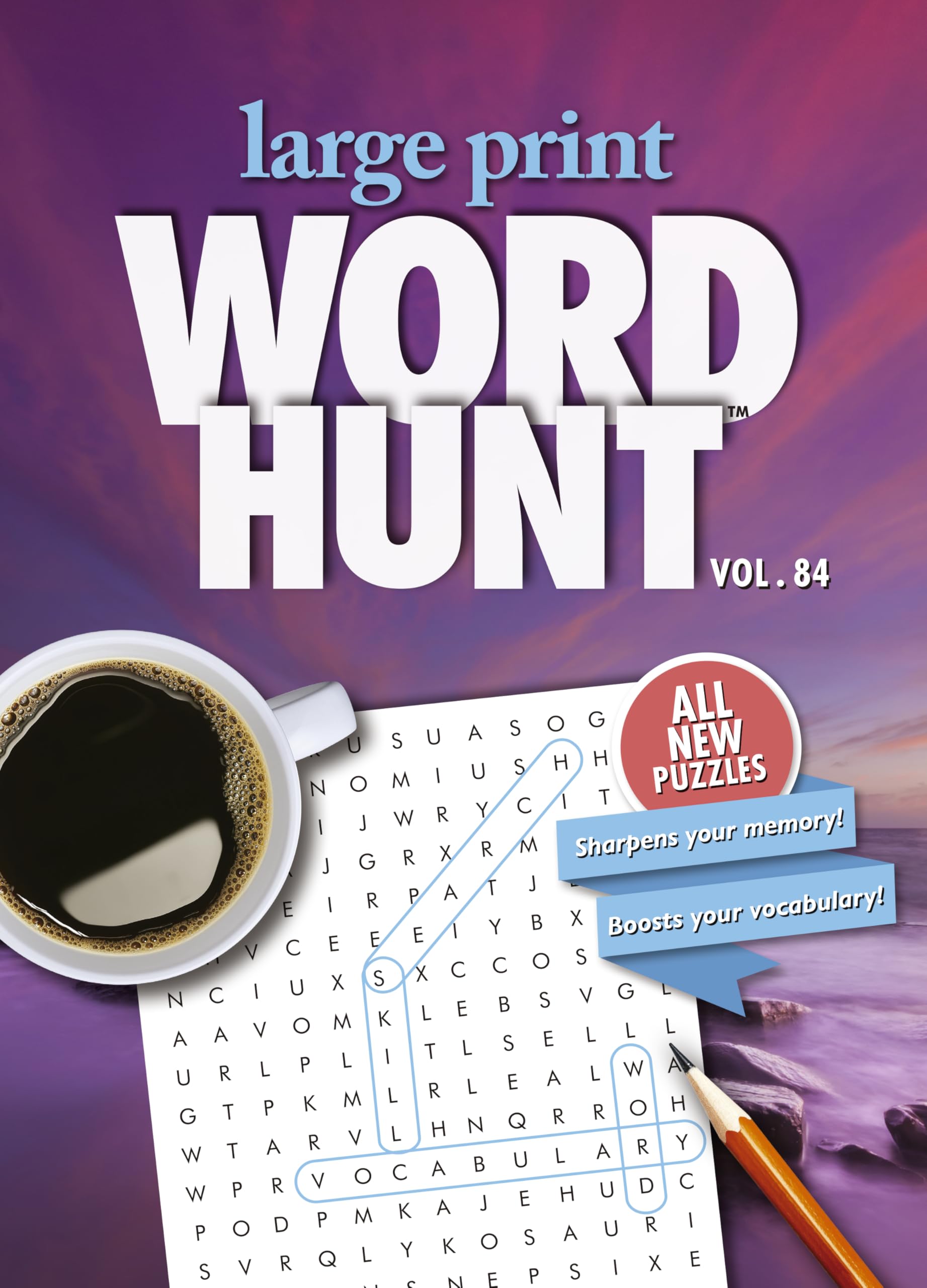 PAPP Large Print Word Search Books for Adults: 80 Challenging Puzzles, Brain Games, Perfect Gifts for Seniors, 96 Pages with Answers, Theme Sunset