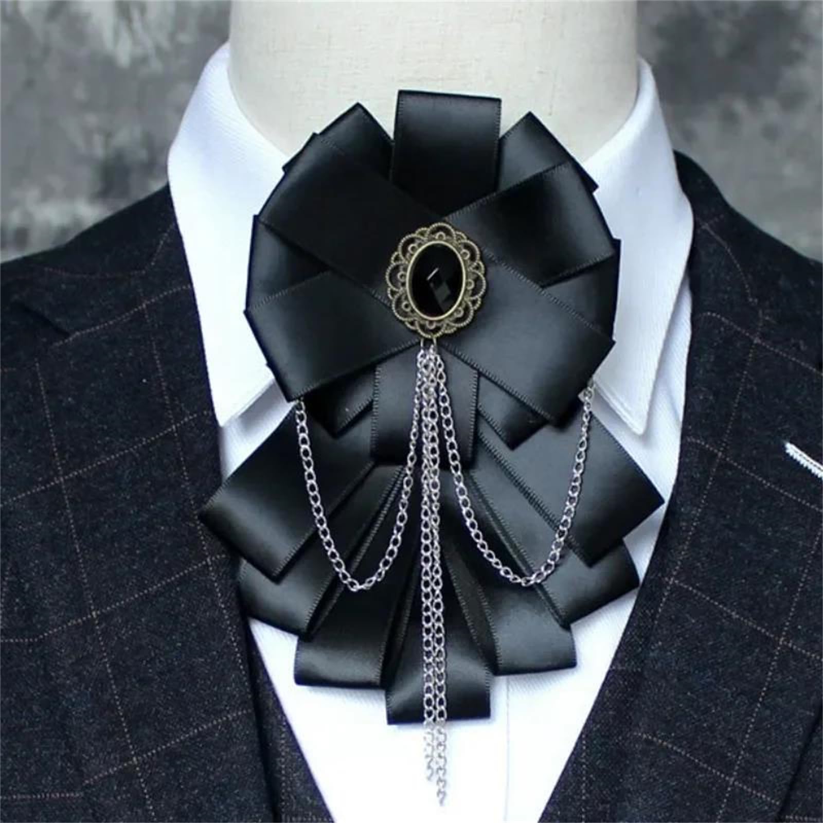 HLTYGWX Damen Herren Punk-Stil Quaste Fliege Brosche Strass Legierung Krawatte für Bräutigam Hochzeit weißes Hemd