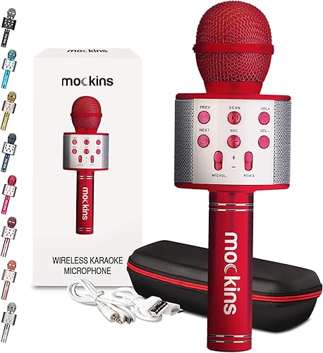 Miniatura 10 de Mockins Micrófono de karaoke Bluetooth azul marino para niños, micrófono de karaoke inalámbrico con altavoz integrado, compatible con iOS y Android
