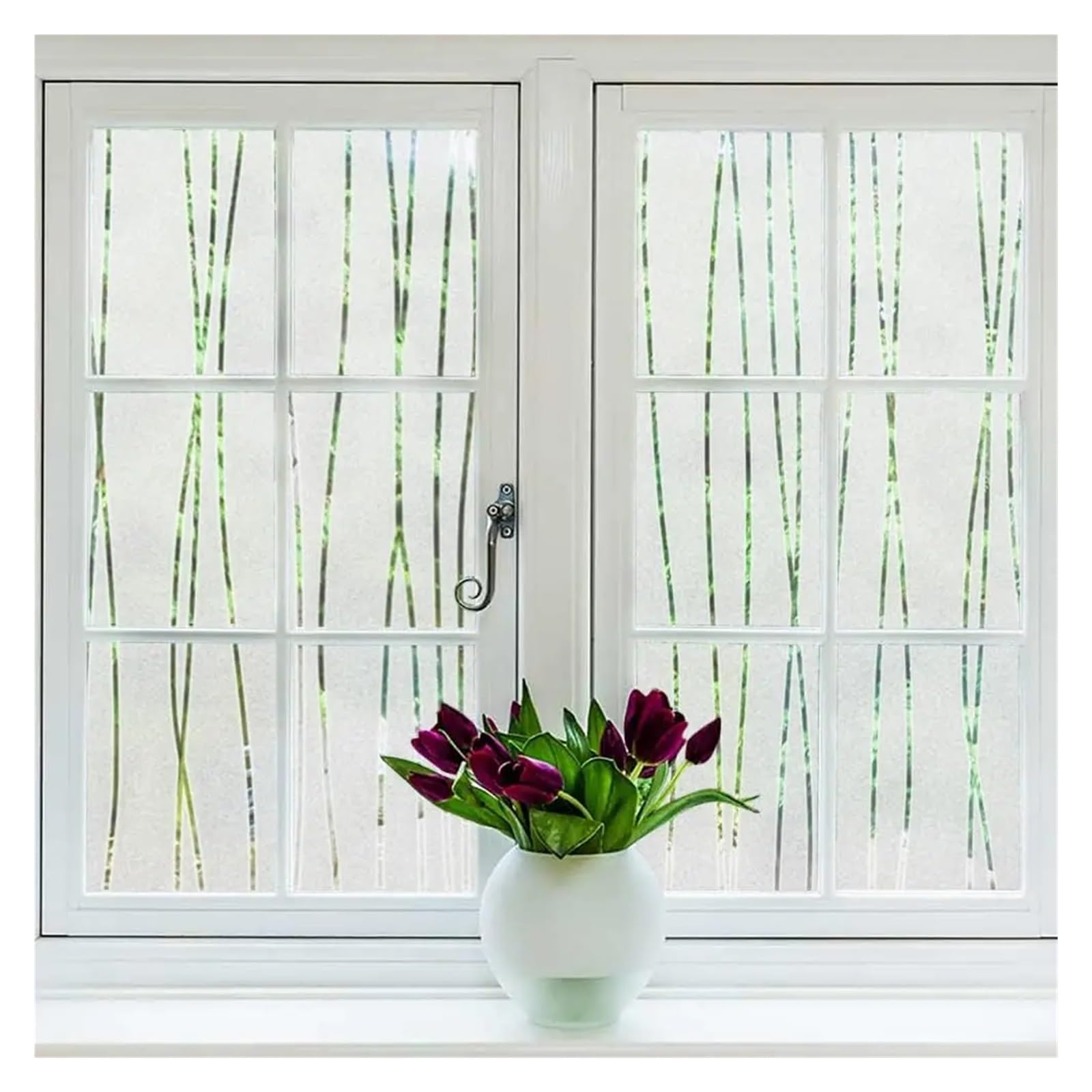 Window Privacy Film Frosted Glass Window Film Sticker Decorative Coverings Non-Adhesive Heat for Home Office Living Room(45x500cm)