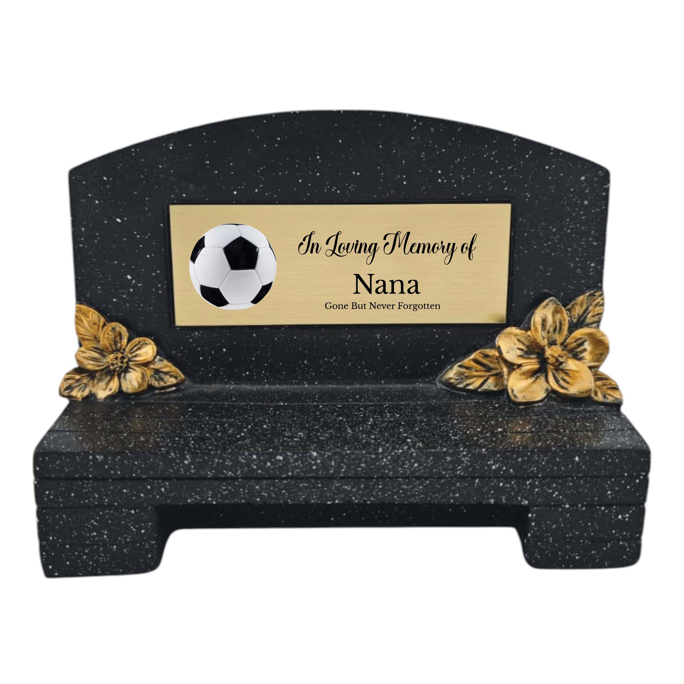 1stclassgifts In Loving Memory Of Memorial Bench With Plaque Grave Marker With Football Design Mum Dad & Lots More Black/Gold (UV PRINTED) (Nana)