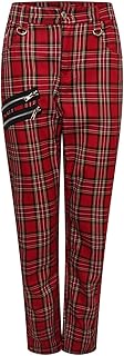 Ro Rox Unisex Tartan Trousers Tapered Plaid Check Pants, Emo Punk Clothing Gothic Clothes for Men and Women