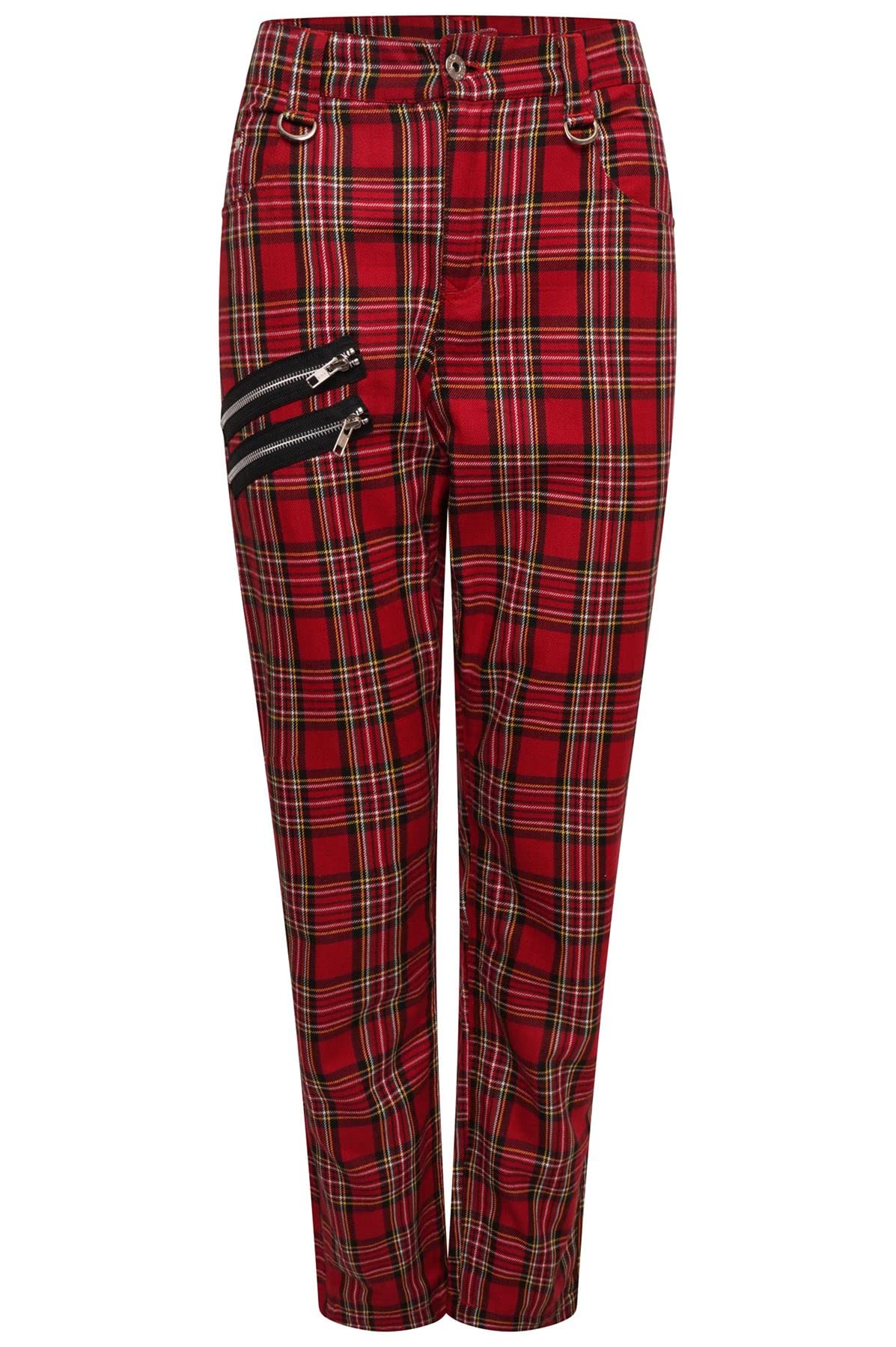 Ro Rox Karohose Hose Unisex Karierte Tartan Emo Punk Gotisch tailliert