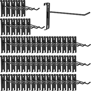 50 Pieces Gridwall Hooks Gridwall Accessories Gridwall Panel Hooks Metal Gridwall Hanging Hooks Hangers Black Commercial Grade Gridwall Pegs for Garage Shop Retail Display (50, 6 Inch)