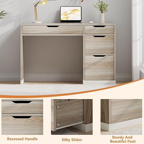 Miniatura 3 de Escritorio pequeño de 48 pulgadas con cajones, escritorio de computadora con archivador de almacenamiento para dormitorio, escritorio de oficina con