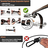 Vista 4 de Onewind Hamaca de campamento ultraligera de 11 pies, hamaca portátil, nailon Ripstop 40D de 1.7 onzas con 2 correas de árbol de 12 pies