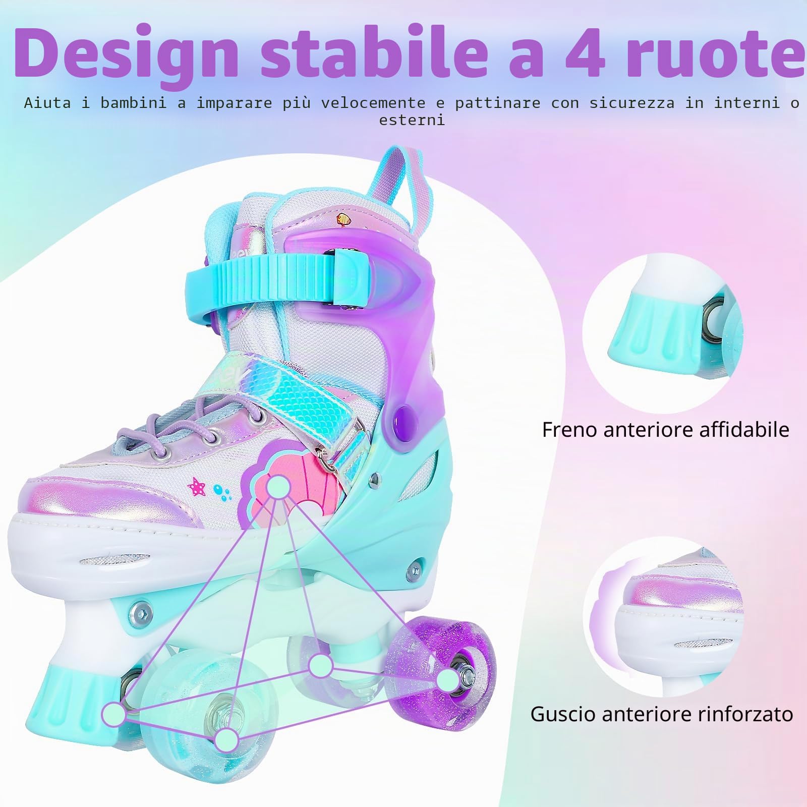 BELEEV Pattini a Rotelle per Bambini, Pattini Roller Ajustabili con 8 Ruote LED Luminose e Lacci per Principianti Ragazzi Ragazze, Sicuri Divertenti, Regalo di Compleanno e Natale
