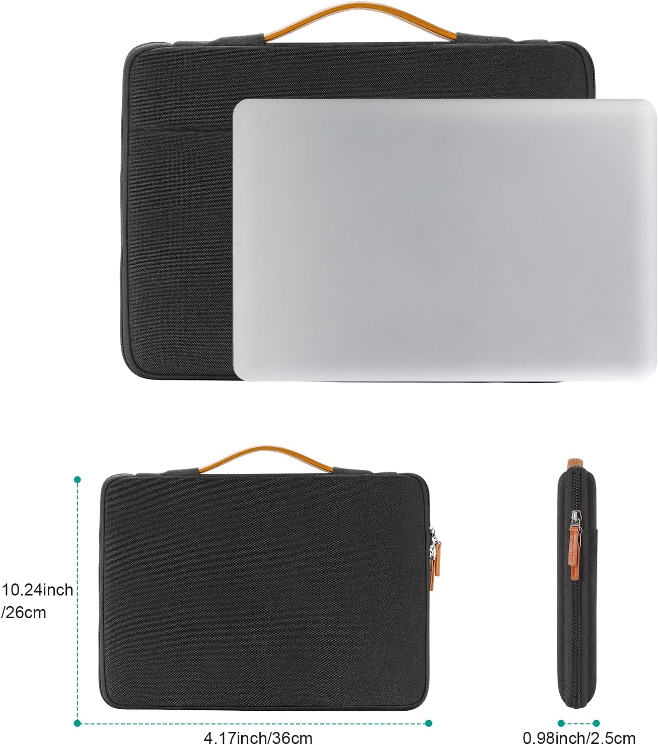 DOMISO 16 inch Laptop Sleeve Protective Case Cover Compatible with 16 16+ inch HP Dell ASUS Lenovo Chromebook,Waterproof Computer Cases Bag with Handle,Black - Image 8