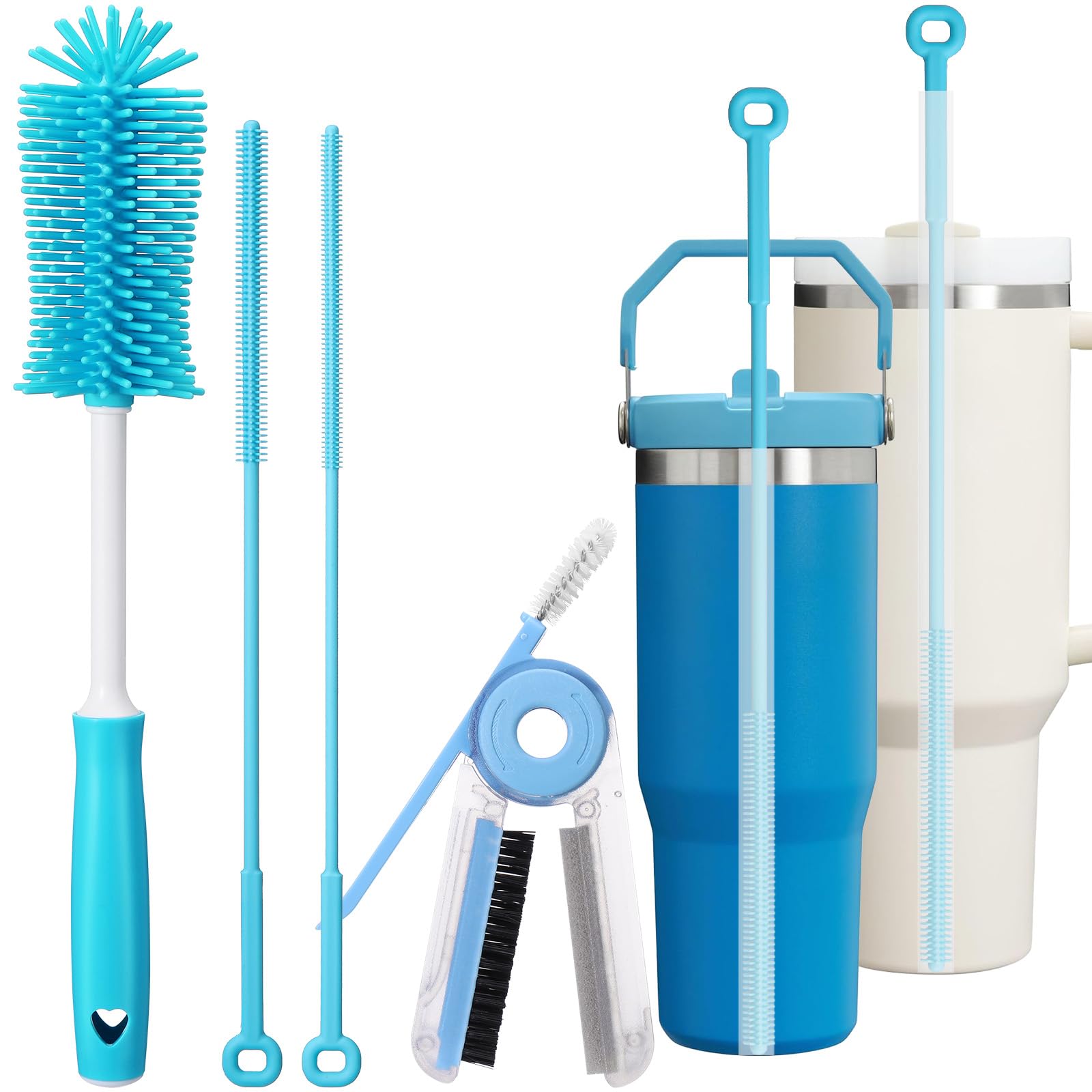 XANGNIER 3 Pack Water Bottle Cleaner Brush Kit-Cleaning Set for Sports Water Bottle, Baby Bottles, Tumbler Cup Bottle Cleaner Brush