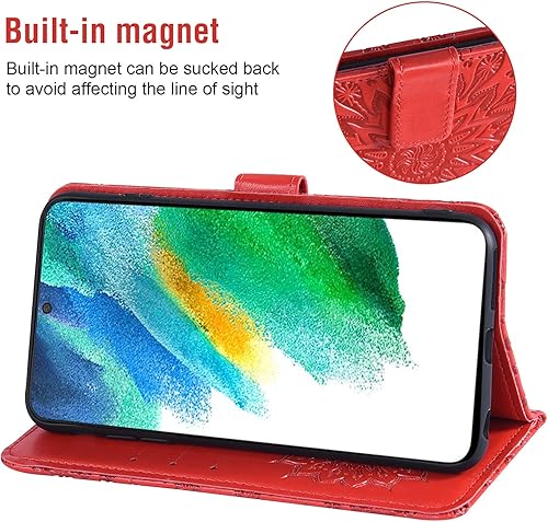 Miniatura 10 de Asuwish Funda de teléfono para Samsung Galaxy S21 FE Gaxaly S 21 FE 5G Cartera con protector de pantalla de vidrio templado Funda delgada de cuero