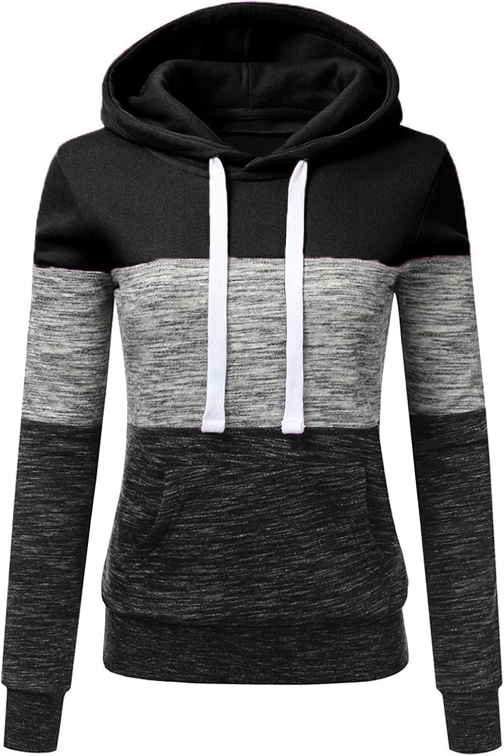 Womens Basic Lightweight Zip-Up Hoodie Long Sleeve Thin Jacket Color Block Casual Hooded Sweatshirt Trending Tops