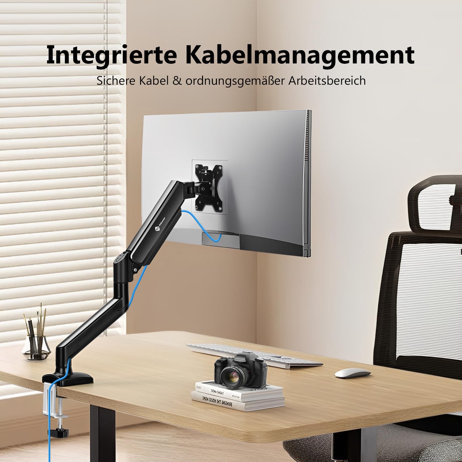 Einzel-Monitorhalterung für 13-32 Zoll Bildschirme, Gasfeder-Monitorarm mit höhenverstellbarer VESA-Halterung, Ständer hält 2-9 kg, Klemm-/Tülleninstallation