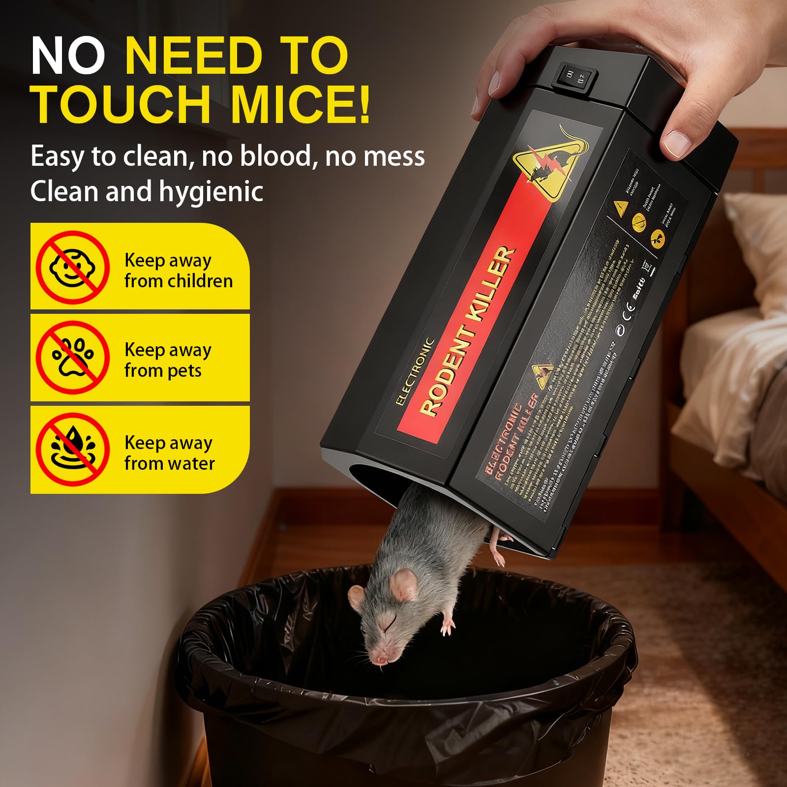 Piège À Souris Électrique 7000V,avec LED Et Alarme,sans Contact