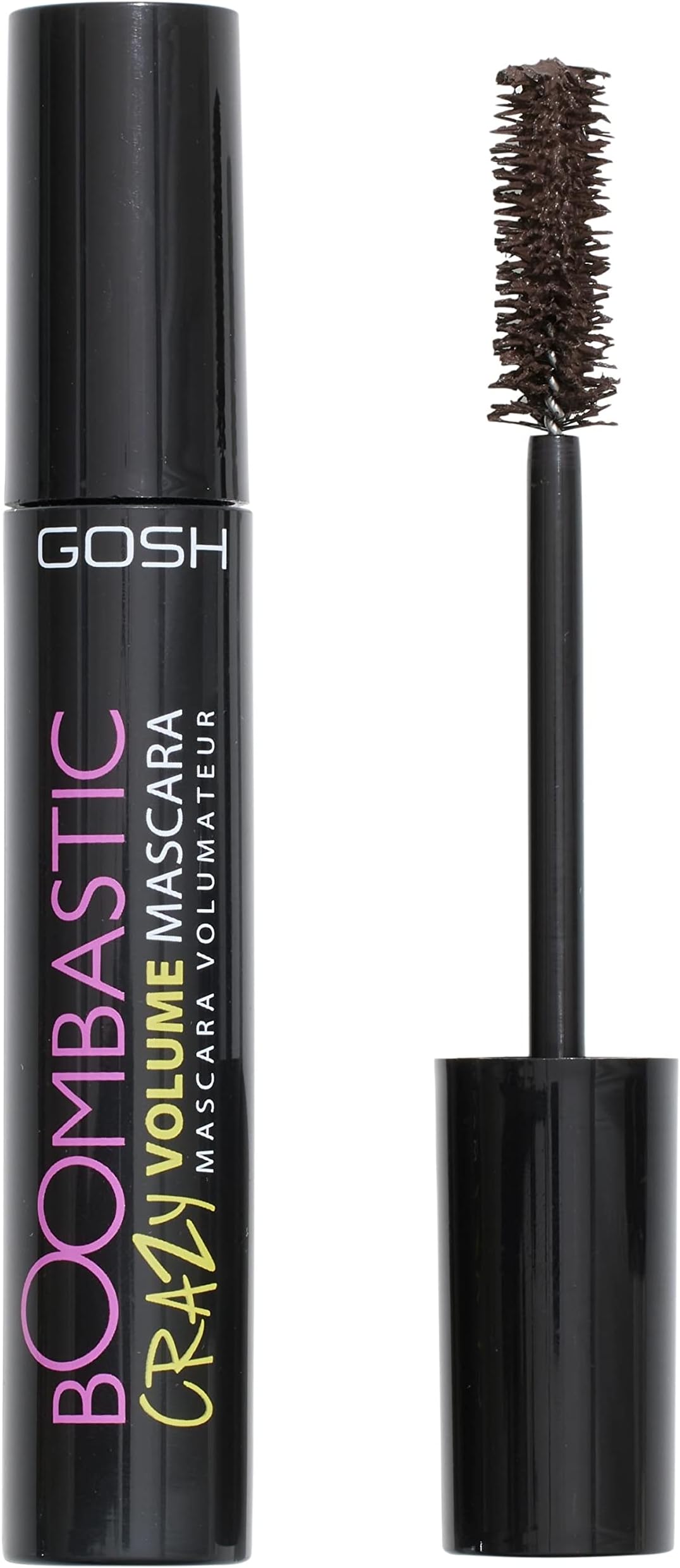 GOSH Boombastic Crazy Mascara for Extreme Volume and Long Eyelashes, Volume Mascara with Precise Brush Head, Eyelashes without Clumps, Skin-Friendly and Fragrance-Free, 005 Chocolate Brown