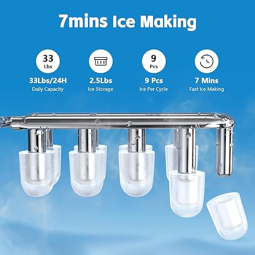 Miniatura 3 de ADVWIN Dispensador de enfriador de agua 3 en 1 con máquina de hielo, dispensador de agua fría y caliente para oficina en casa, 33 libras24 horas,
