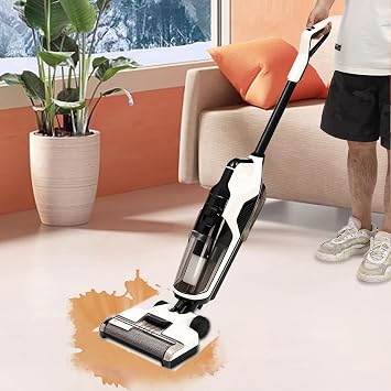 Smart Wet Dry Vacuum Cleaner, Cordless Hard Floor Cleaner Vacuum Mop All in One with Self-Cleaning,Self-Cleaning and Hot Air Drying for Hard Floor Sticky Messes