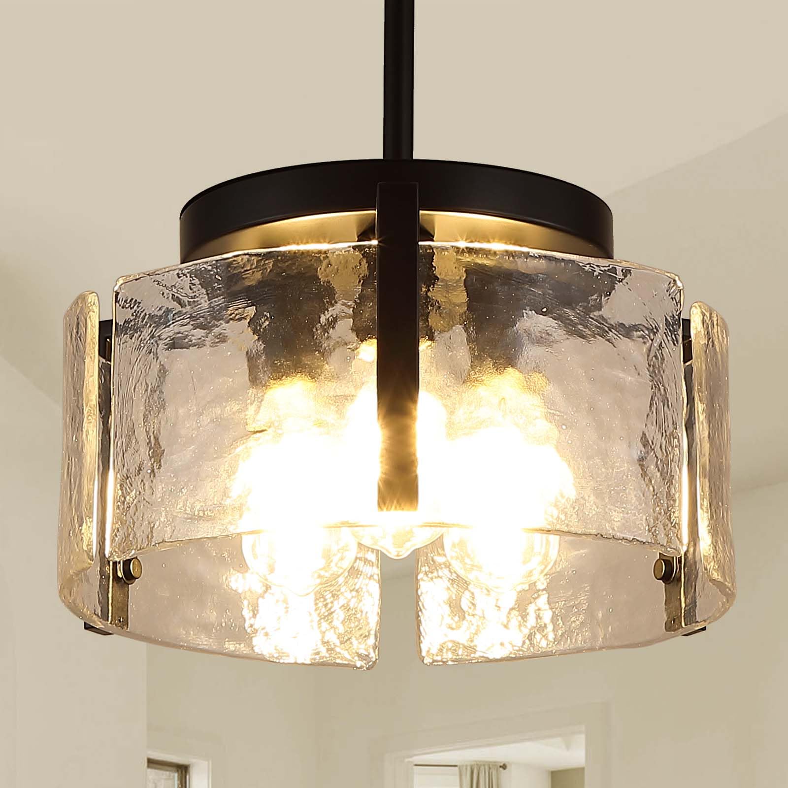 Photo 1 of Black Chandeliers for Dining Room Light Fixture, Foyer Lighting Fixtures Pendant Lights Kitchen Island, Adjustable Glass Modern Farmhouse Chandelier for Entryway, Bedroom, Bathroom, Foyer, Living Room