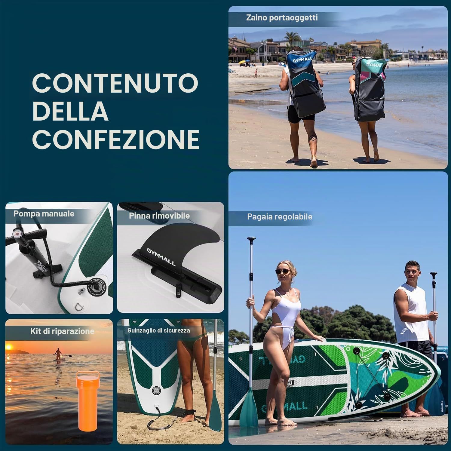 SUP Gonfiabile, Tavola SUP Gonfiabile per Adulti e Ragazzi di Tutti i Livelli, Design Ampio e Antiscivolo della Tavola, con Accessori Premium e Borsa Storage Inclusi