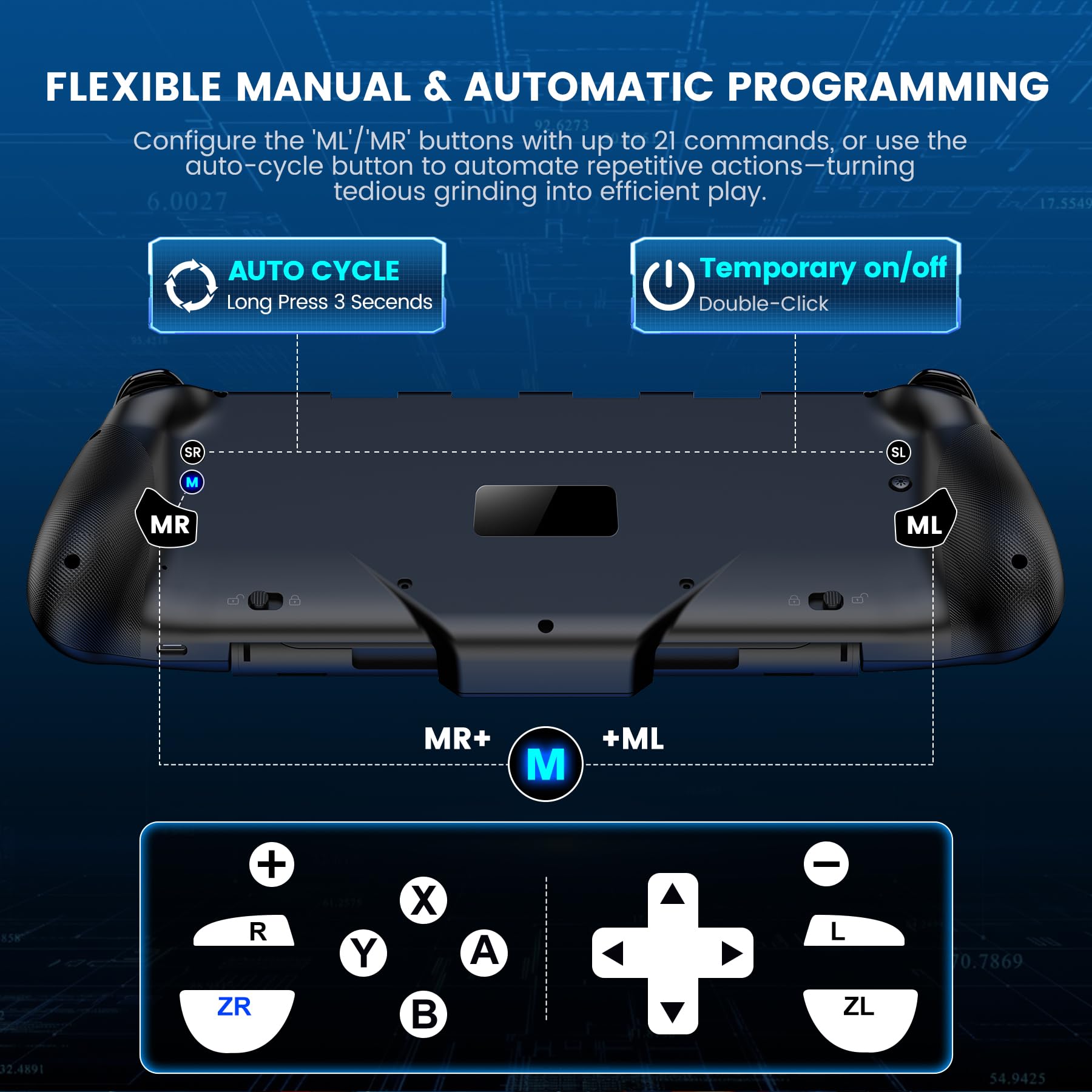 BEBONCOOL GAMING Switch Controller für Nintendo Switch 2, Bluetooth Remote für Handheld-Modus mit 1000mAh, Programmierbare, 6-Achsen-Gyro, Vibration, Turbo Großer Griff Switch 2 Controller JC400
