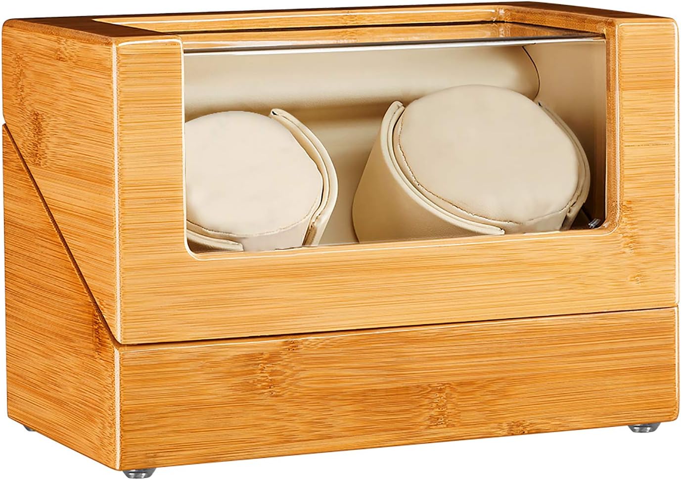JQUEENWatch Winder for Automatic Watch with Quiet Japanese Mabuchi Motor, Bamboo Wood Watch Box