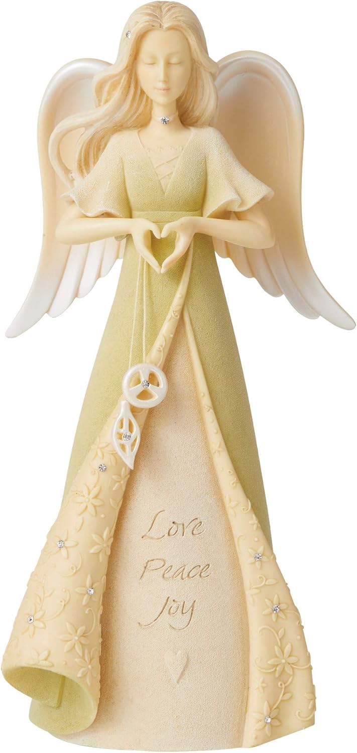 Enesco Foundations Angel of Peace Holding Amulet Figurine, 7.76 Inch, Multicolor