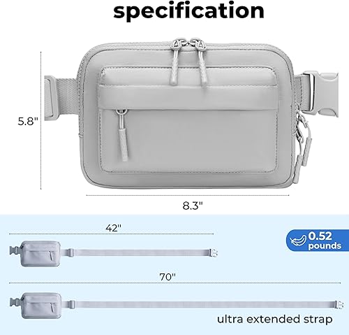 Miniatura 6 de Talla grande - Mini bolso para cinturón - Correa extra larga de 70 pulgadas - Doble compartimento - Correa extendida - Riñonera para mujer