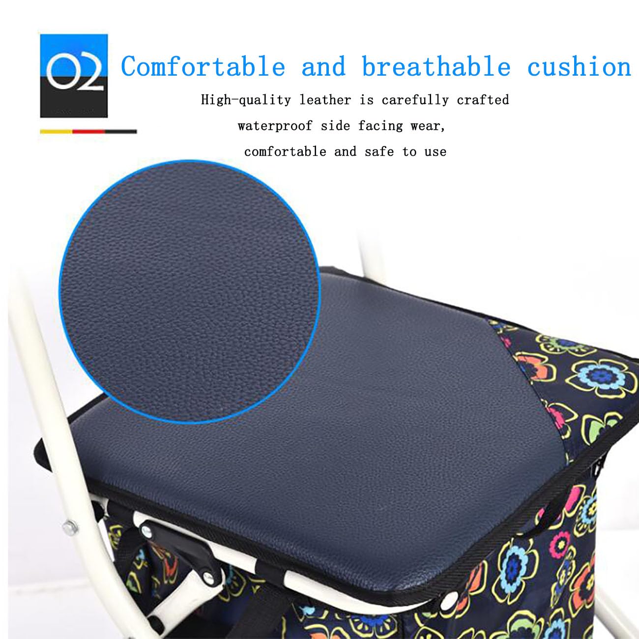 Carrello Pieghevole Portatile,Carrellino per Anziani Alluminio,Grande capacità,Deambulatore con Seduta Multifunzione,Supporta Fino A 90KG