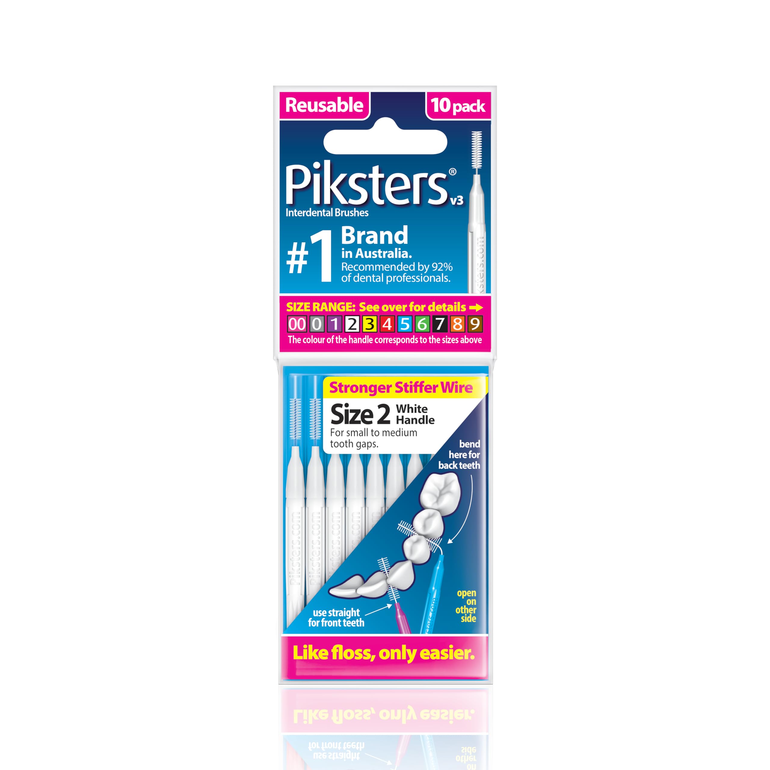 Piksters Interdental Brushes, Size 2, White Handle