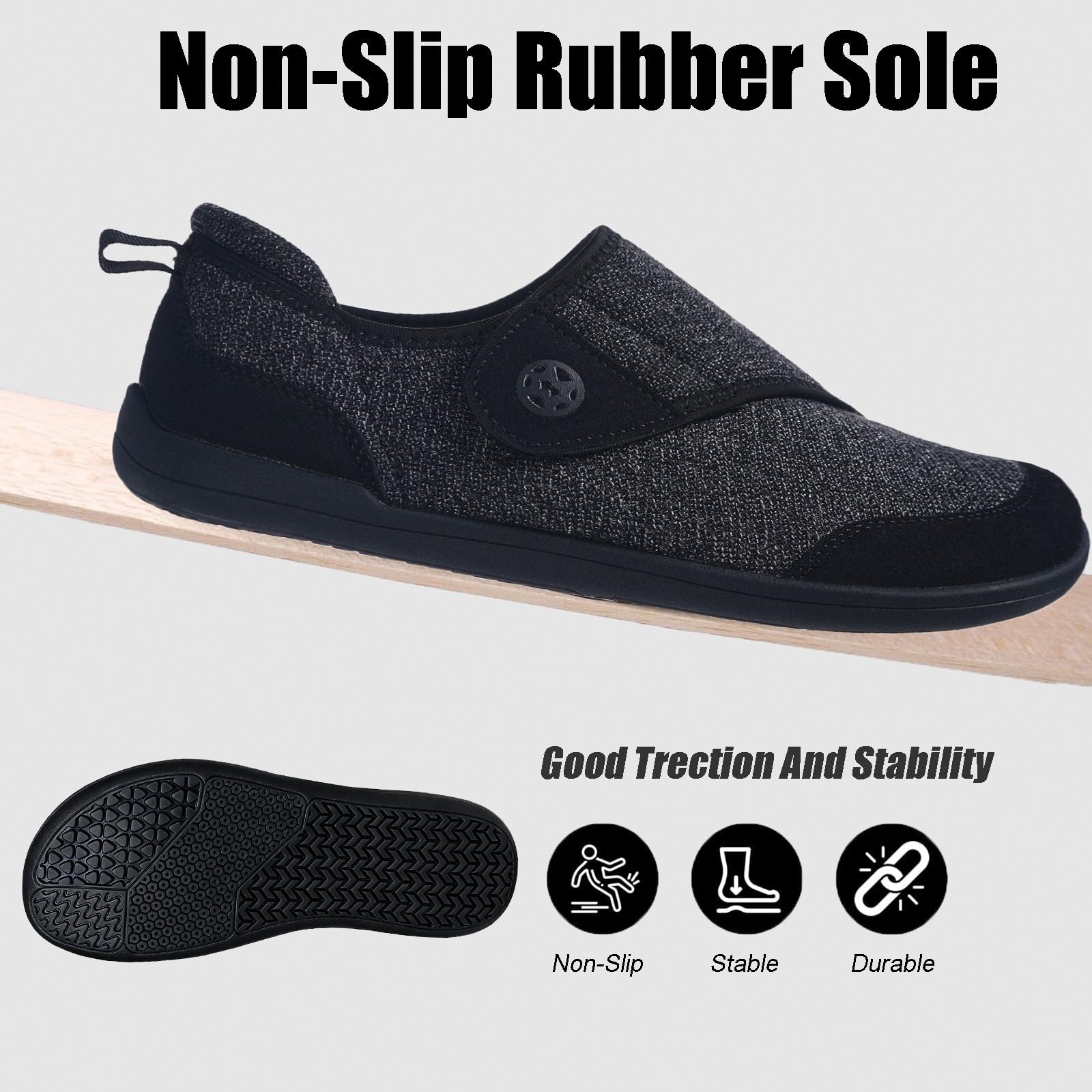 Sisttke Diabetiker Schuhe Herren Hausschuhe Damen Leichte Extra Weit Walkingschuhe Klettverschuß rutschhemmend Freizeitschuhe Arthritis Ödem Geschwollen Gesundheitsschuhe
