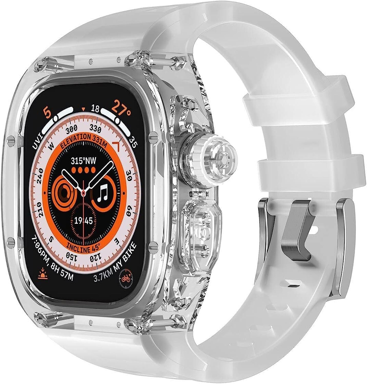 Lightweight Transparent Watch Case+Silicone Watch Band Conversion Kit，For Apple Watch Ultra 8 49mm Series Watch Band Replacement Accessories