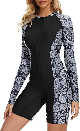 Miniatura 2 de Century Star Traje de baño de manga larga para mujer, traje de baño de una pieza, modesto cobertura completa, trajes de baño Boyleg Surfing