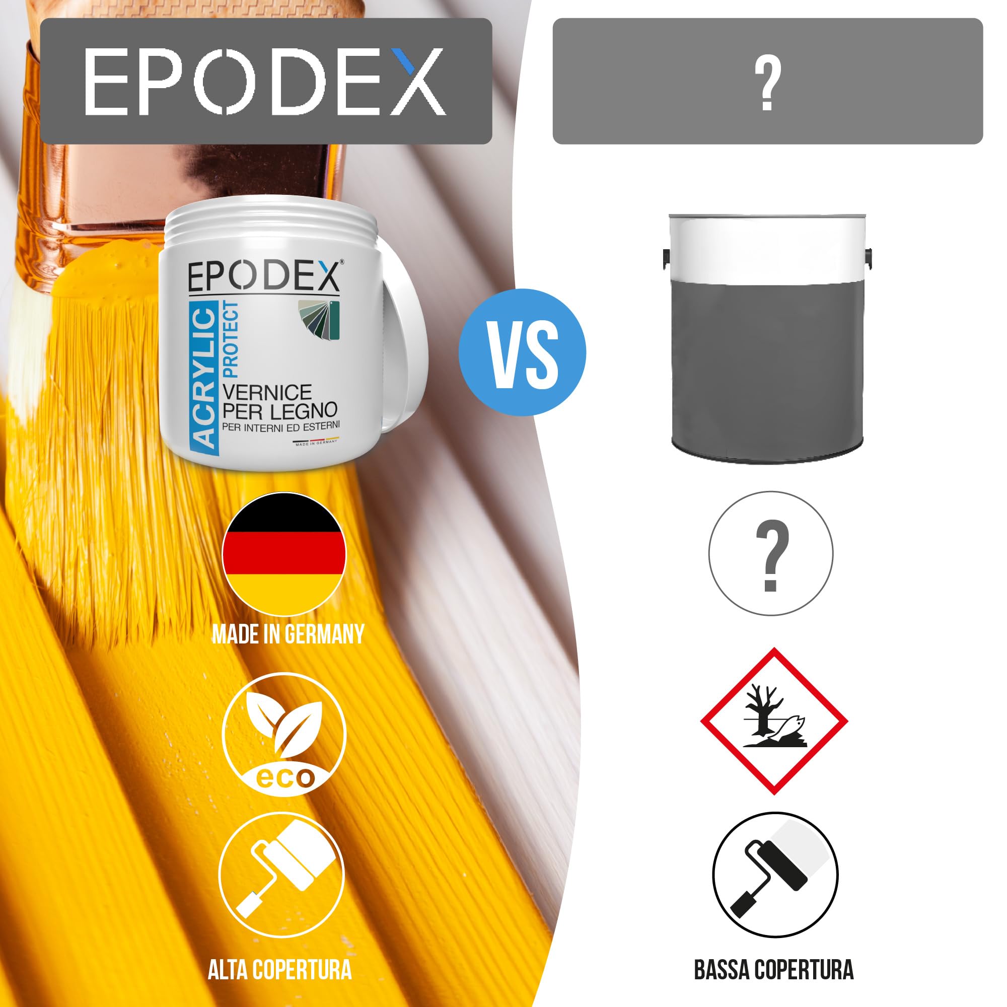 EPODEX ACRYLIC PROTECT Vernice per Mobili - Forest Pastel | Smalto per Legno, Porte e Frontali Cucina, a Base d'Acqua, Resistente all'Abrasione, 1kg (8m² per una mano)