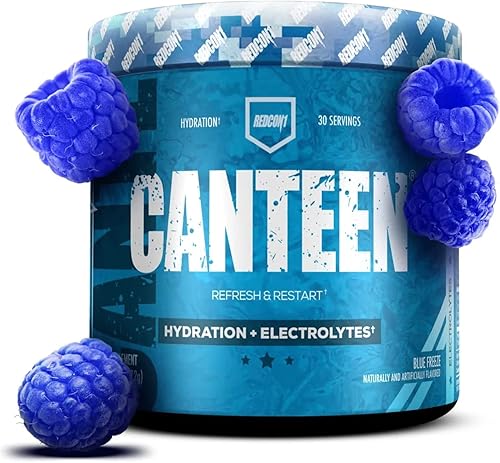 REDCON1 Canteen Hydration + Electrolytes, Blue Freeze - Polvo de bebida electrolítica con vitaminas B + minerales para la recuperación, polvo de