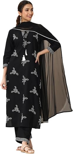 Libas Embroidered Cotton Straight Kurta Set for women (99347R-L)