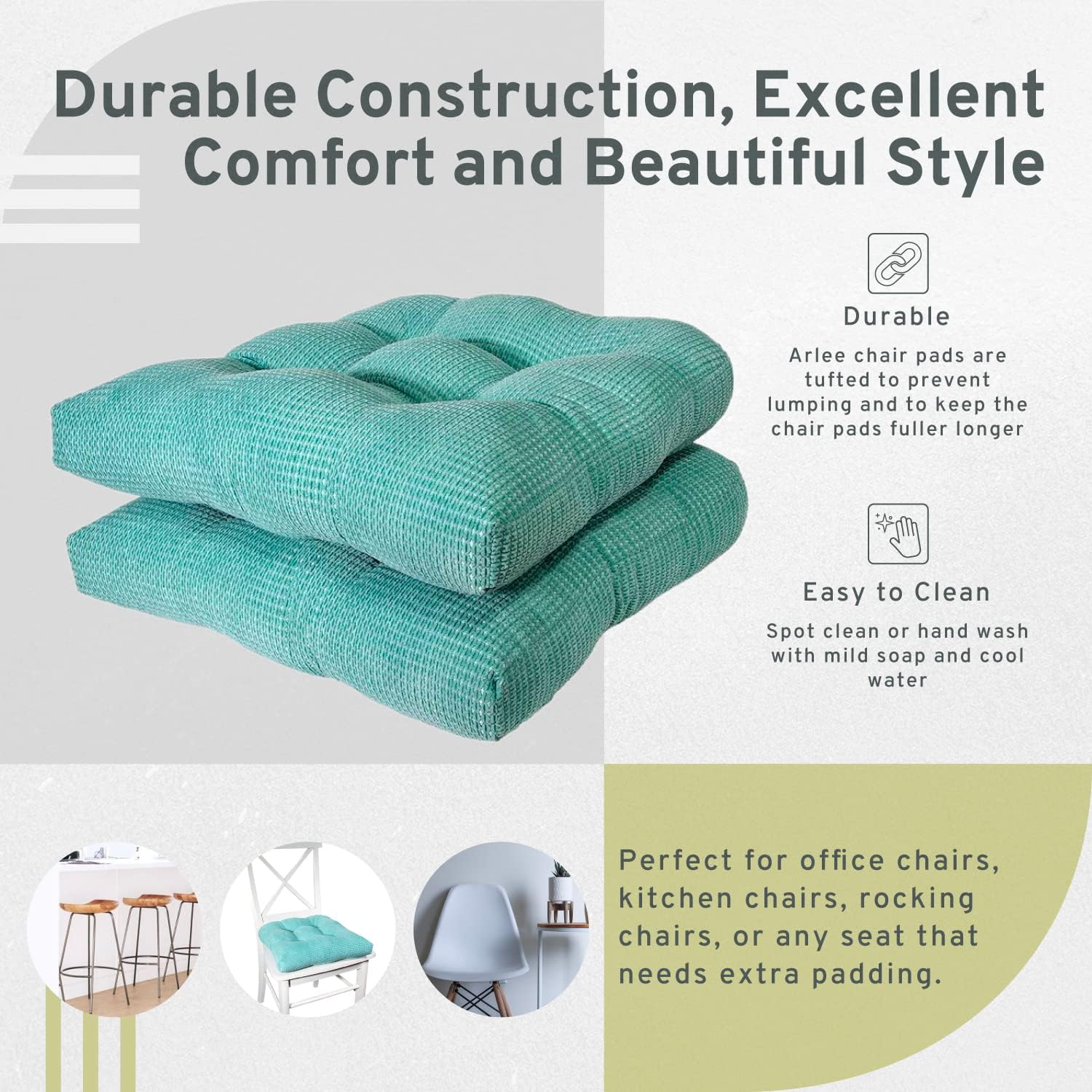 Aqua Memory Foam Non-Skid Chair Pads, Set of 2