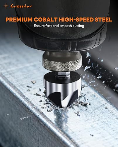 Miniatura 7 de Crosstar Pro Cobalt - Juego de brocas avellanadas con revestimiento de nitruro de aluminio y titanio, vástago hexagonal de 14 pulgadas, 6 piezas (14