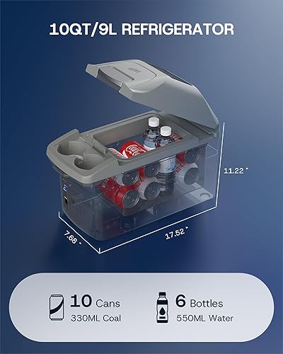 Miniatura 3 de Upstreman Enfriador y calentador eléctrico de 10 cuartos (9 L) de capacidad, refrigerador termoeléctrico para automóvil con correa para el hombro,