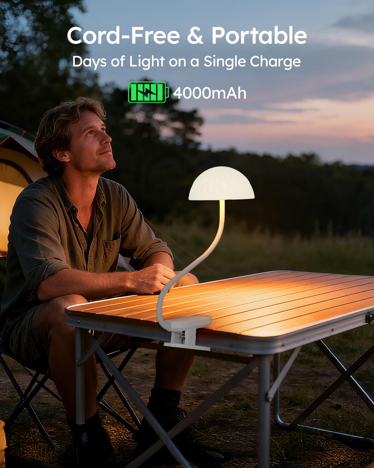 Lampe à Pince Rechargeable, Lampe de Table Sans Fil avec Commande Tactile, Lumière d'Ambiance RVB et Lampe de Lecture Dimmable de 3000K à 6000K pour Table, Lit et Tête de Lit