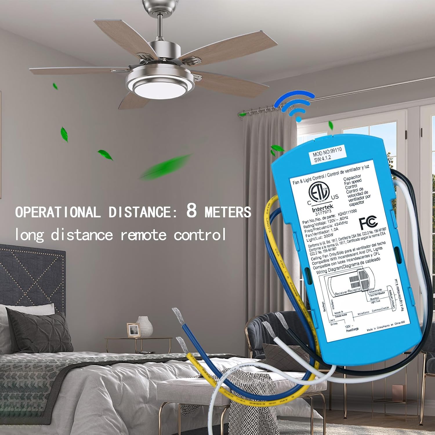 ZWP K243111000 Ceiling Fan Remote Control Receiver, Replacement for Hunter Ceiling Fan Remote Blue Receiver 99106 99732 1.9